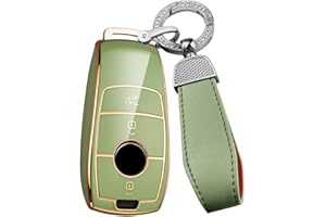 ontto Etui na kluczyki samochodowe z tworzywa TPU pasuje do Mercedes Benz A C E S G klasa GLC CLE CLA W177 W205 W213 W222 S63 AMG etui na pilota zdalnego sterowania, etui ochronne, pudełko na klucze, zielone R