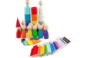 Ulanik Duże Lalki Peg z kubkami Czapki i łóżka Montessori zabawka drewniana Sorter Gra 12 gnomów 85 mm Wiek 3+ kolor sortowanie i liczenie Lalki Peg Przedszkole Nauka Edukacja