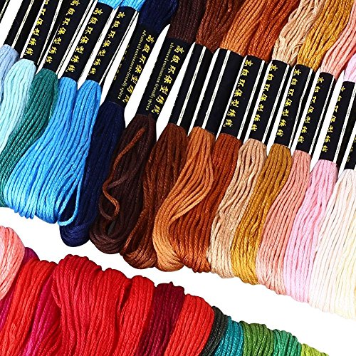 SOLEDI Stickgarn Embroidery Floss multifarben weicher Baumwolle perfekt für Friendship Bracelets Freundschaftsbänder Kit Stickerei Basteln Leisure Arts Kreuzstich Embroidery Threads Nähgarne Häkeln 8m (zufällige Farbe) (50 Farben) - 6