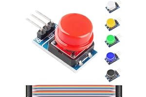 DAOKAI 6 piezas Módulo de llave grande 12X12MM Módulo de botón grande Módulo de interruptor táctil de luz 3Pin 3.3V 5V Salida de alto nivel para Raspberry Pi con tapa, cable Dupont