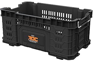Keter ROC Pro Gear Heay Duty Tool Storage Crate, 25 Year Warranty, Modular, Stackable, Lightweight, Durable, Black