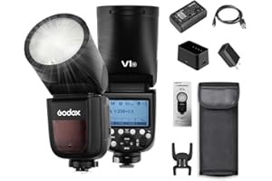 Godox V1-N Flash Profesional para Cámara Speedlite Speedlight Cabeza Redonda Inalámbrica 2.4G Fresnel Zoom para Nikon D5300 D750 D850 D7100 Z7Cámaras Videocámaras para Retrato de Boda Fotografía de