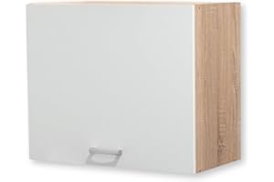 Stella Trading ANDY contemporáneo armario colgante para cocina con acabado en roble Sonoma y blanco mate, Amplio mueble con mucho espacio de almacenamiento, 60 x 50 x 31 cm (ancho/alto/profundo)