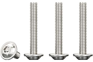 Drenky Tornillos de Acero Inoxidable A2 V2A,M5x35mm Tornillo de Cabeza Alomada con Brida Y Hexágono Interior Tornillo a Máquina Hexagonale Totalmente Rosca Métrica,20 Piezas