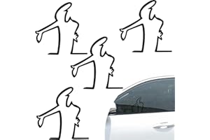 Huoflame 4 Stück Reflektierende Autoaufkleber - Wütender Mann Design - 8x8cm Schwarze Sticker - Lustige Scratch Cover für Autos, Koffer, Laptop, Kühlschrank