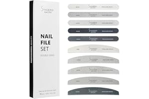 Sincero Salon Set Limes à Ongles 10pcs pour Ongles Naturel et Acrylique - Double face - Outils Manucure - lime gros grain - Kit Lime a Ongle