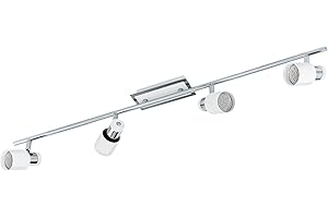 ‎EGLO EGLO LED Deckenlampe Davida, 4 flammige Deckenleuchte, Deckenspot aus Metall in Chrom, Weiß, Wohnzimmerlampe, Spots inkl. GU10 Leuchtmittel, warmweiß
