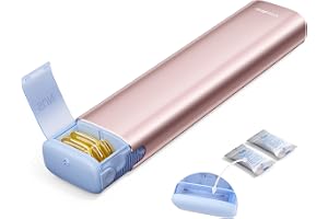 VAYDEER pillerorganiserare i metall – pillerask i 7 dagar veckovis, resemedicin med torkmedel, bärbar BPA-fri design (roségul