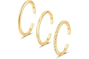 FUNEIA Lot de 3 bagues d'orteil en or 14 carats pour femme - Or rose - 1 mm - Fil fin - Réglable - Bague d'orteil hawaïenne - Pour l'été
