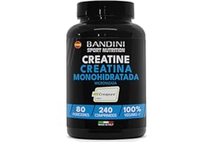 Bandini® Creatine CREAPURE® Monohidrato 240 Comprimidos - Suplemento para Entrenamiento, Deporte, Gimnasio y Pre-Entrenamiento - 100% Vegano - A Base de Monohidrato de Creatina para ATP y Recuperación