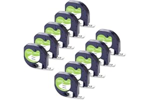 Labelwell 10x Compatible pour Dynmo 91220 91200 S0721510 Ruban pour Étiqueteuse Papier 12mm x 4m Noir sur Blanc Compatible pour Dynmo 200B Lt-100H XR XM Lt-100T Lt-110T QX50 80