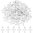 UNICRAFTALE 200Pcs 304 Stainless Steel Pendants 10mm Long Laser Metal Cut Cross Charm Pendants Easter Theme Cross Charms for Bracelets Necklace Diy Jewelry Making