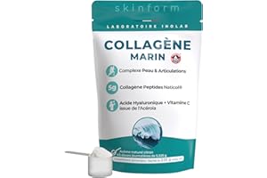 Collagène Marin Peptides 45 doses de 5 g/jour (effet cliniquement prouvé)+ Acide Hyaluronique + Acérola Bio/Unique additif : arôme naturel citron