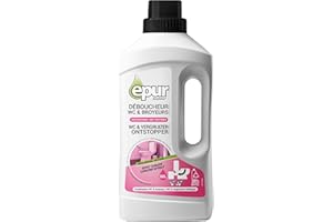 EPUR BIOSOLUTION Epur - Déboucheur WC & Broyeurs Biologique, Formule à base d'enzymes pour canalisations encombrées, Débouche et désodorise les sanitaires, toilettes, WC & broyeurs, 1 L