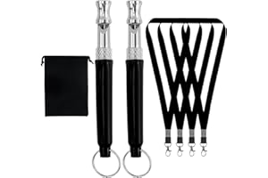 JRSHIRLEYLTD 2 silbatos reutilizables para perros, silbato de entrenamiento de alta frecuencia ajustable, con 4 correas de nailon, 1 bolsa de terciopelo para pastor, perro deportivo, perro de rescate