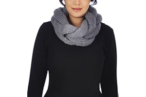 Basic Sense Chunky Knit Twisted Snood Scarf for Women, Thick Warm Winter Neck Warmer, Cowl Gift
