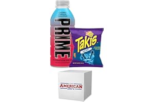 THE AMERICAN STORE Premium American Drink & Snack KIT - Prime Hydration Drink Cherry Freeze Limited Eddition US Cold-Activated Bottle 16.9oz (500ml) & Takis Blue Heat 3.25oz (92.3g) - US Import