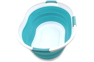 SAMMART 36L Panier à Linge Pliable en Plastique à 3 poignées - Conteneur de Rangement escamotable - Bac de Lavage Portable - Panier d'économie d'espace/Capacité d'eau 27L
