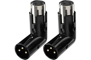 Greluma 2 St Justerbar hane till hona rätvinkel XLR adapter, 3 stifts XLR 90 graders armbågsadapterkonverter