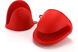 PAIDASHU Guante de horno de silicona gruesa para freidora de aire, hornear, cocinar, asar a la parrilla (rojo)