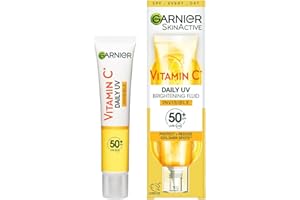 ‎GARNIER Garnier Vitamin C Sonnenschutzcreme, Unsichtbar aufhellendes Fluid, LSF 50+, Schützt und korriegiert Schäden durch die Sonne, Für Gesicht & Hals, Vegan, Für alle Hauttypen, Daily UV Invisible, 40 ml