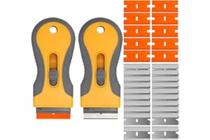 YEHOLDING Grattoir Plaque Vitrocéramique avec 20 couteaux en acier et 10 couteaux en plastique, grattoir peinture professionnel,grattoir plaque induction pour nettoyer les adhésifs ou les autocollant