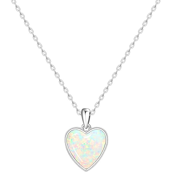 VIKI LYNN Collana Con Ciondolo Cuore In Opale Blu – Argento Sterling 925 E Zirconia Cubica, Catena 41+3 Cm