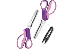Pinking Shears Set (Pack of 2 PCS, Serrated & Scalloped Edges) by Phildim - Zig-zag Scissor for Fabric Leather & Paper - Pinking Dressmaking Sewing Scissors PD-002-UK-C