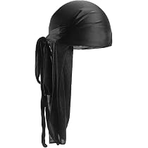 4 Durags + 4 Wave Caps Set | Seidiges Headwrap Mit Langem Schwanz | Für 360 Wellen & Haarpflege