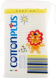 Cotton Plus BABY 60 pz. - LINEA BABY | DISCHETTI PRETAGLIATI 100% PURO COTONE | Per la pulizia dei più piccoli