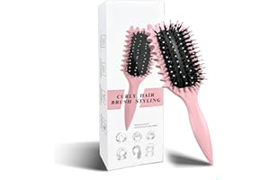 LONGYIER Spazzola per Ricci con Punte per Definire, Pettinare e Modellare Capelli - Riduce Trazione e Separazione per Uomini e Donne (Rosa, 24cm)