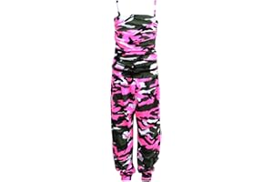 AELSTORES Girls Jumpsuit Kids Floral Leopard Rainbow Neon Camouflage Diamond Zebra Print Trendy Playsuit All in One Age 7 8 9 10 11 12 13 14 Years
