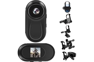Yadayuki Action CAM, Cámara Deportiva 360° & HD 1080P Cámara de Casco Mini Cámara de Video Corporal con Pantalla de 0.85'', Cámara de Acción soporta Visión Nocturna Automática para Moto y Bicicleta