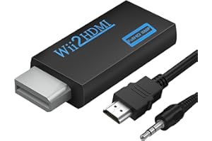 Septanrio Wii HDMI Adapter mit HDMI Kabel, 3,5 mm Audiokabel, 1080P Wii HDMI Konverter kompatibel für alle Wii Anzeigemodi, geeignet für Wii Konsole, Displays, HDTV usw (Black)