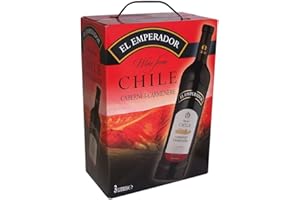 El Emperador - Vin rouge chilien Cabernet Carmenere cubi 3L Bag in Box, Valle Central Chili (1 x 3 L)