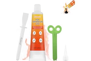 GUBUYI 100ml Silicone Haute Temperature, Colle Haute Temperature Four, Colle Vitre Four, Forte Viscosité, Noir colle Refractaire, Convient pour le Scellement à haute température Poele a Bois, Cheminée