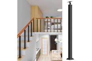 LORIER Mandrins en métal noir pour garde-corps - poteaux d'escalier, main courante avec colonne de garde-corps pour escaliers intérieurs extérieurs balustres (85 cm/33,5 po)