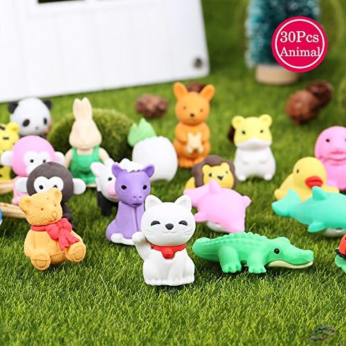 30Pcs Animal Pencil Erasers for Kids, Adorable Style Novelty Erasers Set,Assorted Animal Best gift for Boys Girls Children (Multi color)