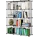 Produktbild Koossy Metallregal Regalwürfel Steckregal Regalschrank Stufenregal Bücherregal 12 Fächer für Arbeitszimmer und Kinderzimmer, 111 x 37 x 147 cm Schwarz