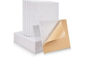 PAAUZOENG Placas acústicas cuadradas autoadhesivas, 12 unidades, absorción de sonido, aislamiento acústico de alta densidad para pared, madera y puerta, panel acústico, 30 x 30 x 0,9 cm, camello claro