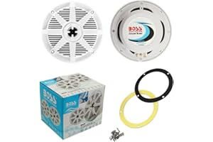 GK SOUND Kit Set para Boss Audio Systems MR52W 2 Altavoces Marinos Blancos de 2 vías 5,25" 13 cm 130 mm, 75 vatios rms 150 vatios máx., Impermeables, mar, Piscina, Barco, Hotel, por Pareja + Accesorios Gratis