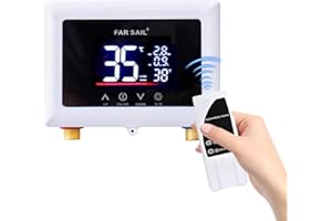 Bekasa 5500W Chauffe-eau instantané électrique, Mini Chauffe eau électrique avec LCD écran tactile, Télécommande 220V Chauffe-eau cuisine Chauffage rapide 20 à 50 °C pour salle de bain, lavabo