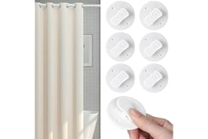 Oruola 6 Stück Selbstklebende Duschvorhang Klammern,Duschvorhang Clips,Winddichte Schutz Clips,Spritzschutz Clip,Badezimmer Vorhang Klammern für Dusche Camper Badezimmer Home Deko