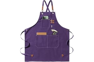 jiuzcare Grembiule Cucina Uomo 68x76cm Grembiule da Cucina Grembiule da Cuoco Regolabile con 3 Tasche Grembiule Chef Grembiule Regolabile a Croce Uomo e Donna Ideale per Barbecue, Ristorante, Bar