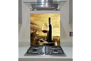 VA ART GLASS Crédence avec bouteille de vin rouge sur le corps en bois, panneau en verre trempé, n'importe quelle taille, verre Va Art (largeur 70 x hauteur 70 cm)