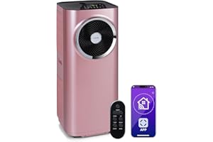 Klarstein Kraftwerk Smart 12K Aire Acondicionado Portátil - 12,000 BTU, 35-59 m², Control App & Alexa, 3 Niveles Ventilación, Deshumidificador, Silencioso 50 dB, Temporizador 24h, Oro rosa metálico