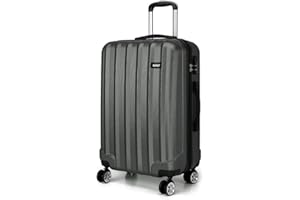 Kono Maleta de ABS de 24 Pulgadas con Esculpido en Forma Vertical,4 Ruedas (61L,Gris)