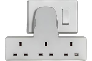 AAIZZ 3 Way Plug Adapter UK Switched Socket | 13A Wall Socket Surge Protector Extension Plug | Triple Plug Extender Multiplug Socket Adapter For Home, Kitchen, and Office