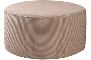HOOWARM Velvet Ottoman Slipcovers /Cover ，Round Stretch Footstool Cover, With Elastic Bottom ， Modern Dustproof Foot Stool Covers Removable Washable Large Anti-Slip Pouffe Cover ( Color : A23 , Size : 60-73cm