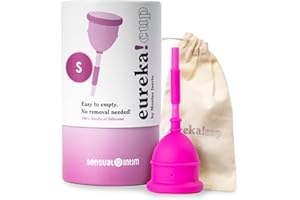Eureka! Cup | Se Vacía sin Sacar de la Vagina | Copa Menstrual | Comodidad e Higiene fuera de casa | 100% Silicona Médica | Reutilizable y Fácil de Limpiar | Sistema patentado (S)